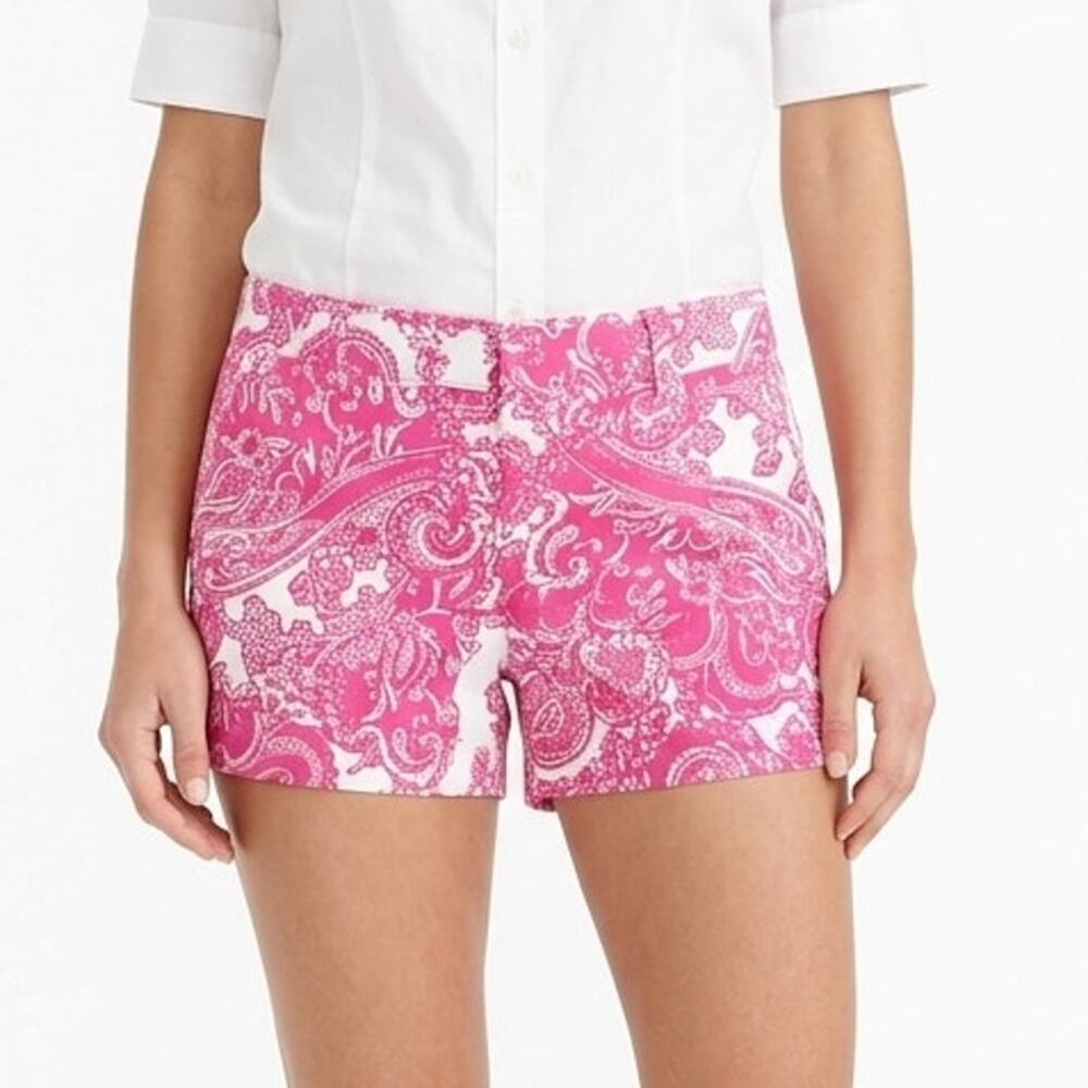 Joe Fresh Women's Shorts Size 4 Pink Chino Paisley Floral Print Stretch Mid Rise